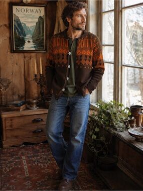 Cozy Scandinavian Cabin sweater Norvyk by Rendale genuine wool cardigan